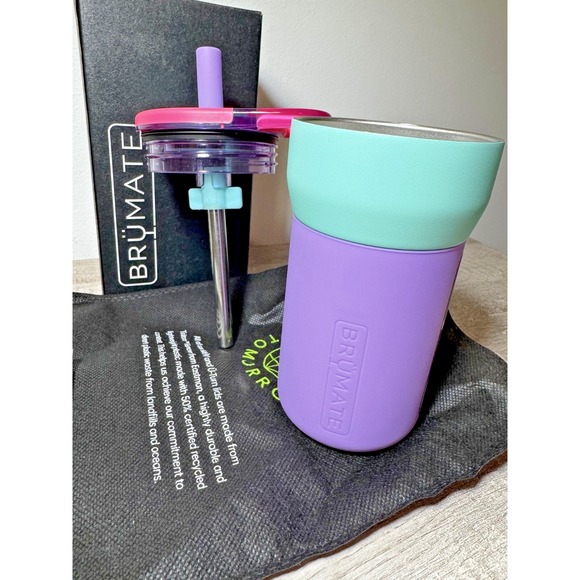 Limited Edition Brumate! Leap Stardust 12oz Kids Leakproof Tumbler Purple Pink - Picture 6 of 9